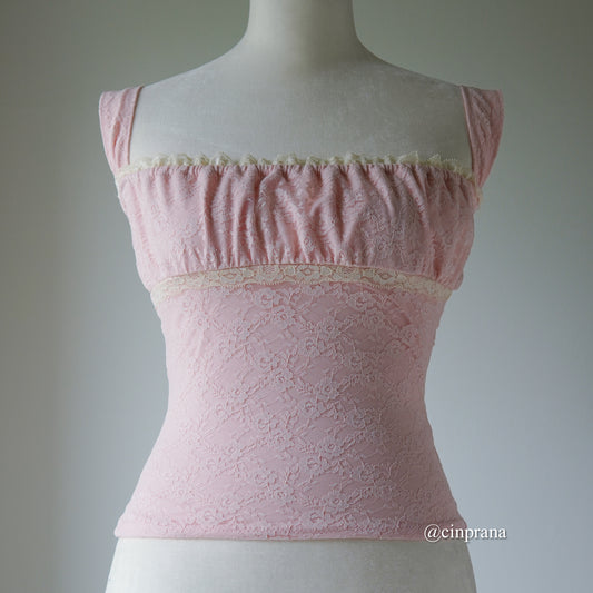 “Vivianne” Cotton Lace Overlay Milkmaid Top