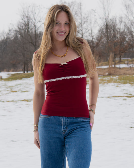 “Lucy” Lace Trim Cotton Cami (Pre-Order)