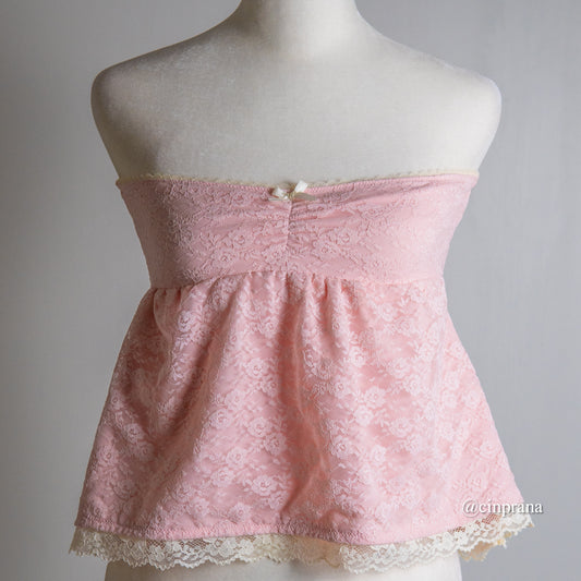 “Maria” Strapless Lace-Lined Babydoll Top